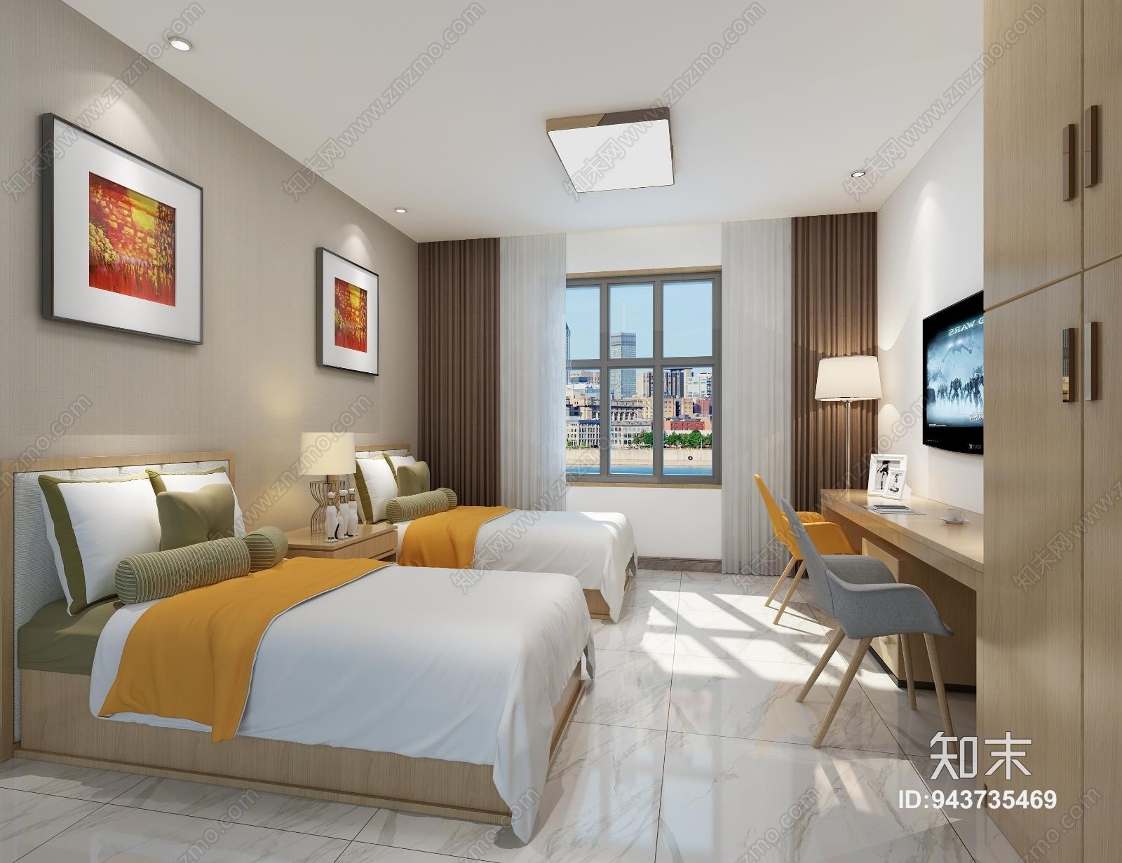 现代酒店包房3D模型下载【ID:943735469】
