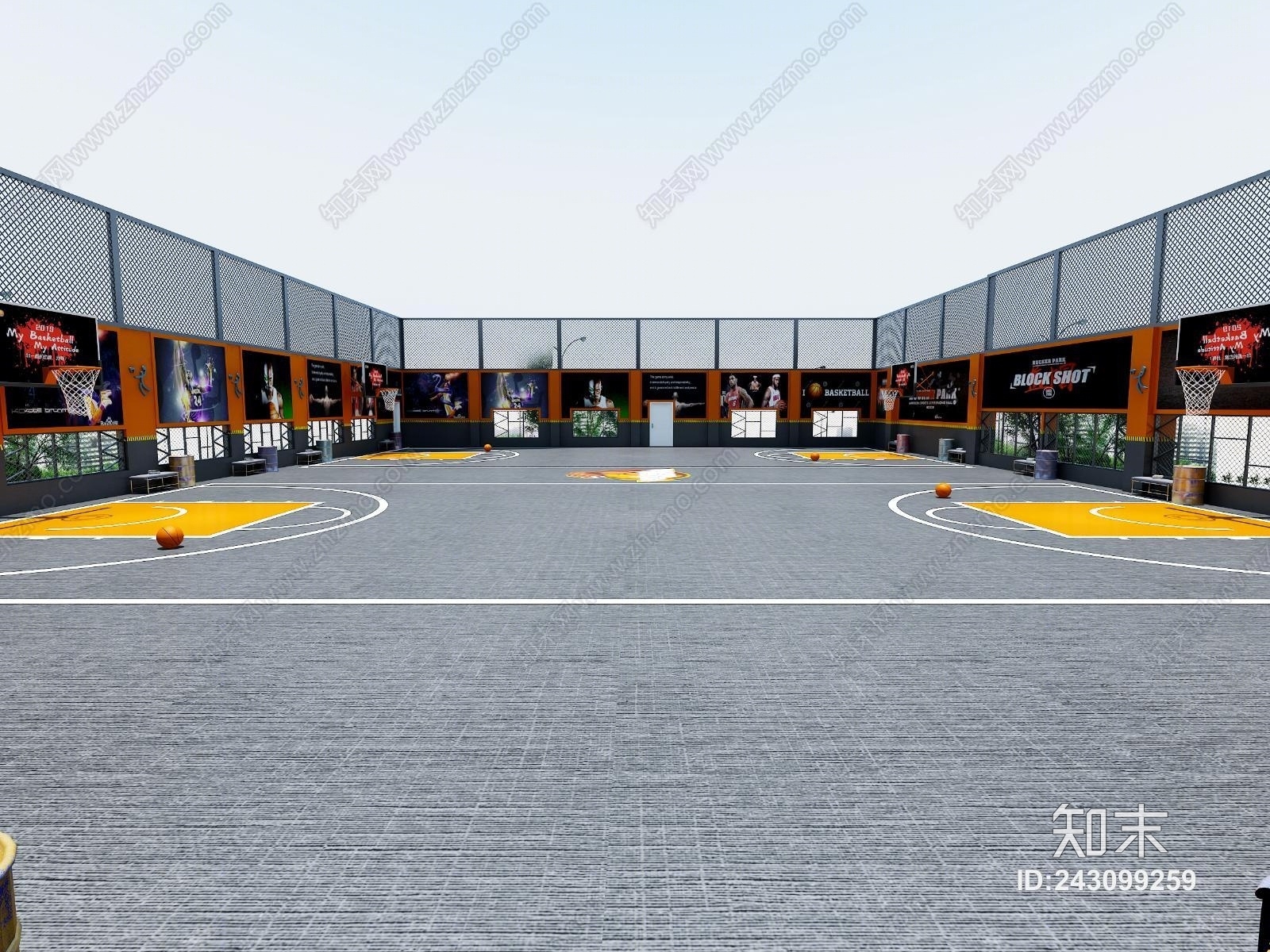 工业风篮球场3D模型下载【ID:243099259】