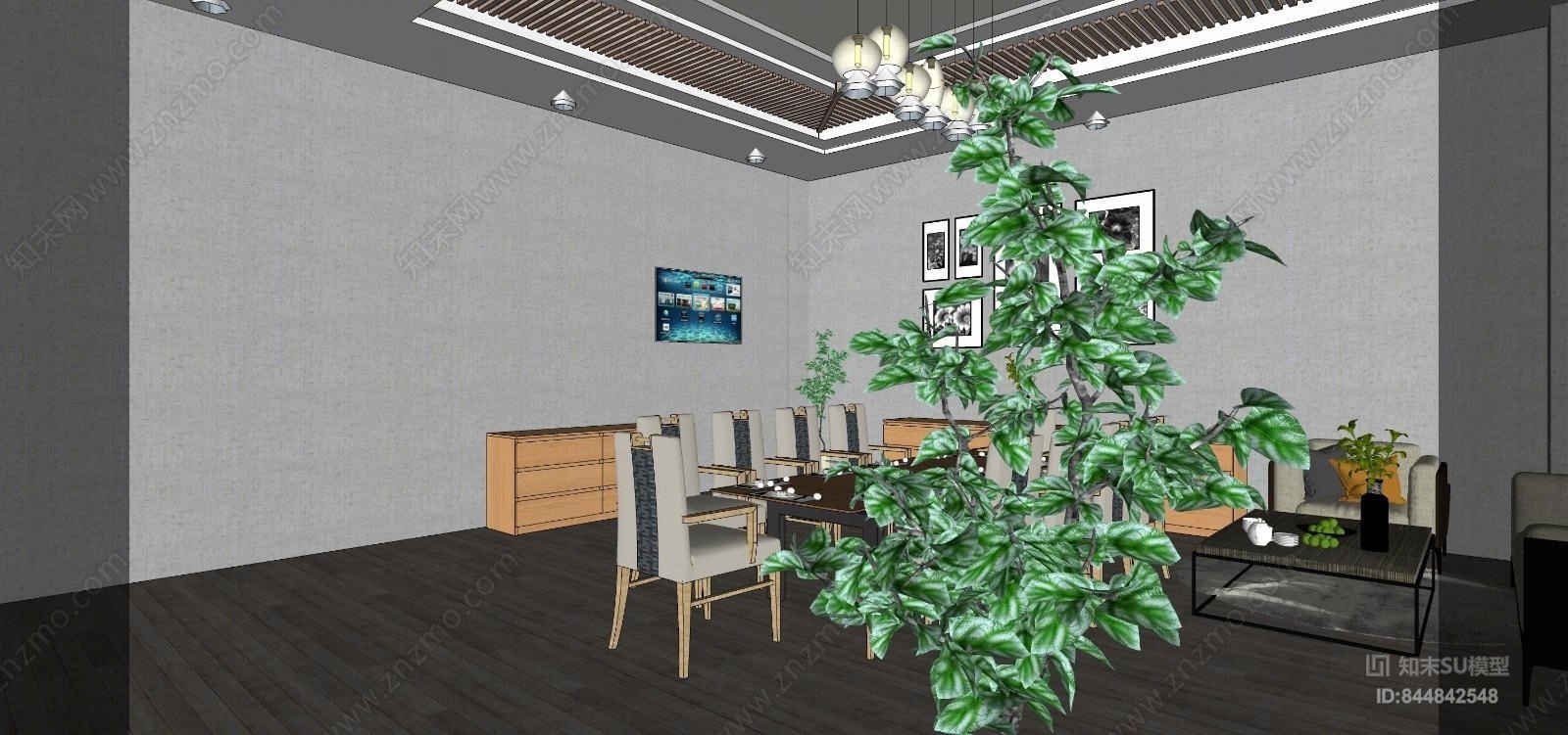 现代风格西餐厅SU模型下载【ID:844842548】