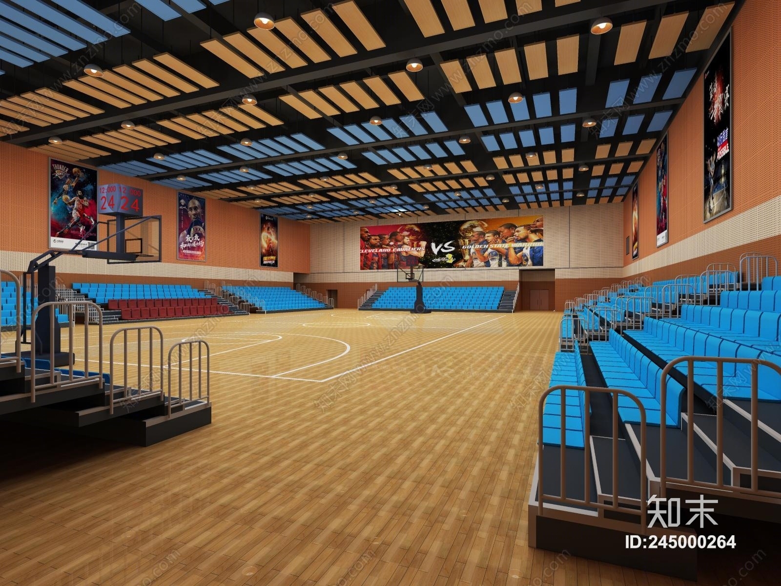 现代室内篮球馆3D模型下载【ID:245000264】