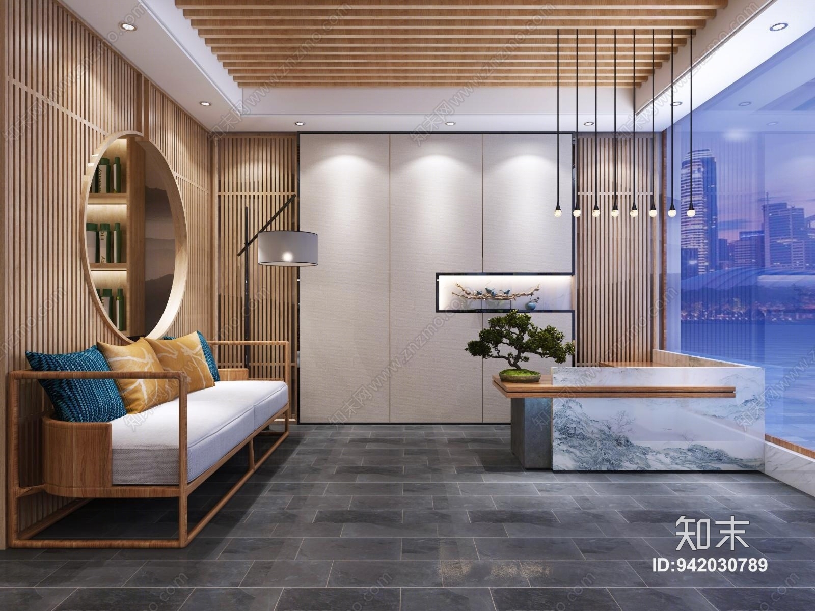 新中式理发店3D模型下载【ID:942030789】