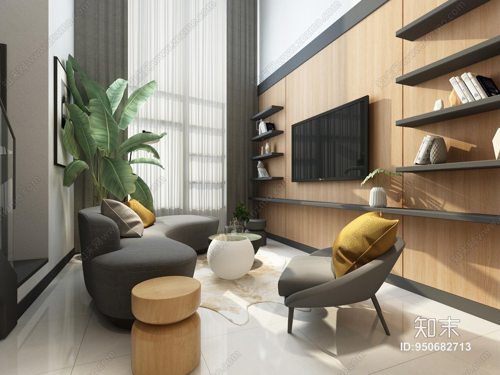 现代简单单身公寓3D模型下载【ID:950682713】