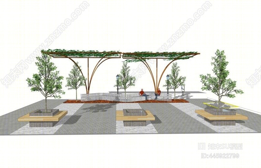 现代植物廊架SU模型下载【ID:445922799】