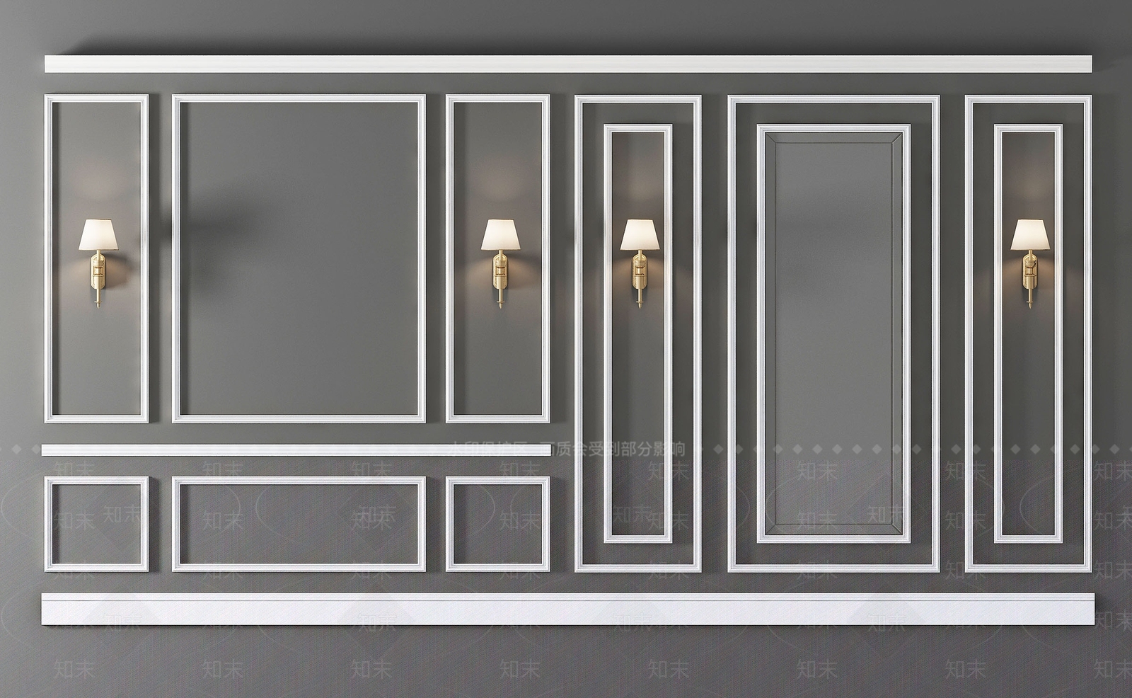 简欧石膏线条造型组合3D模型下载【ID:132219188】