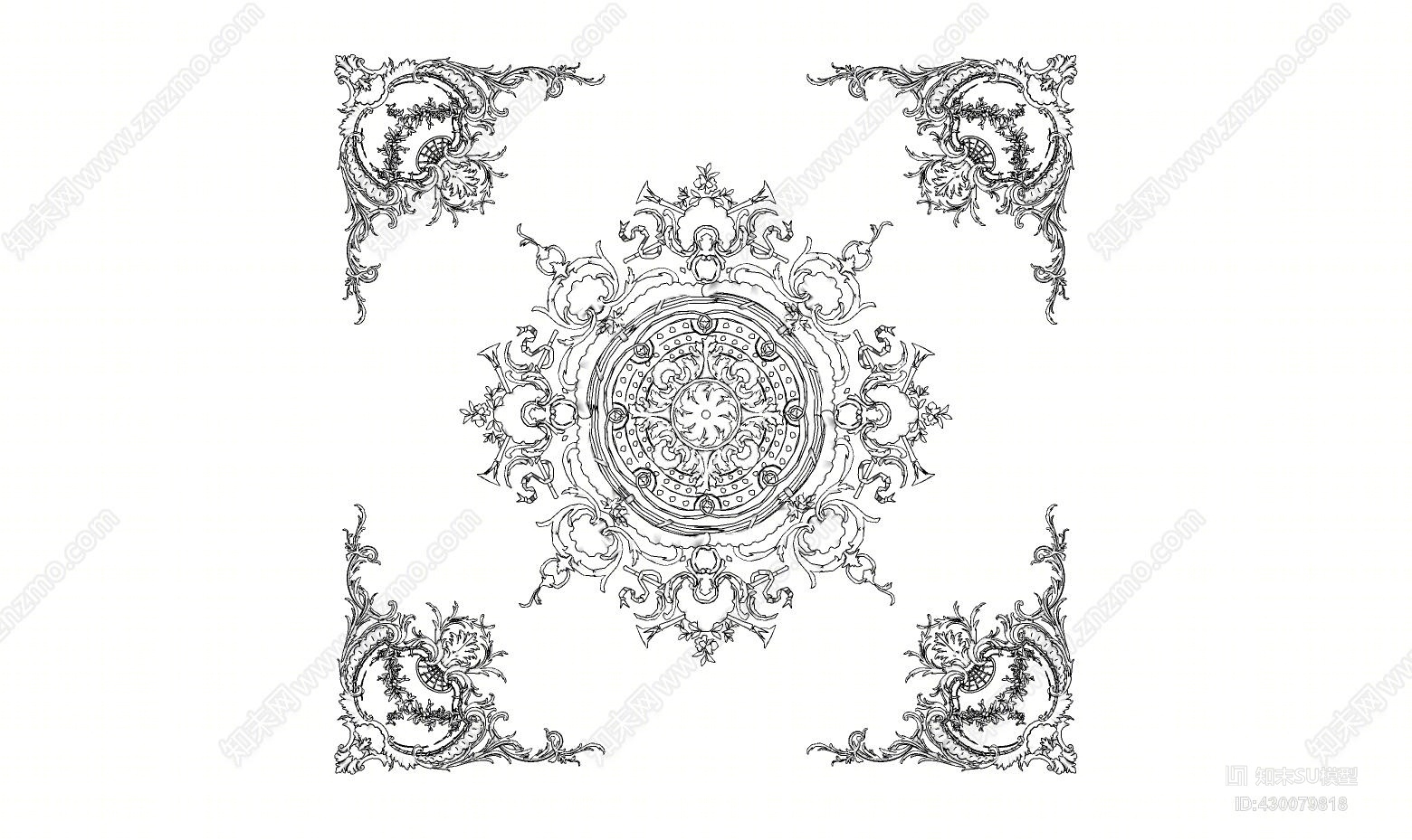 SU草图大师模型欧式雕花构件SU模型下载【ID:430079818】