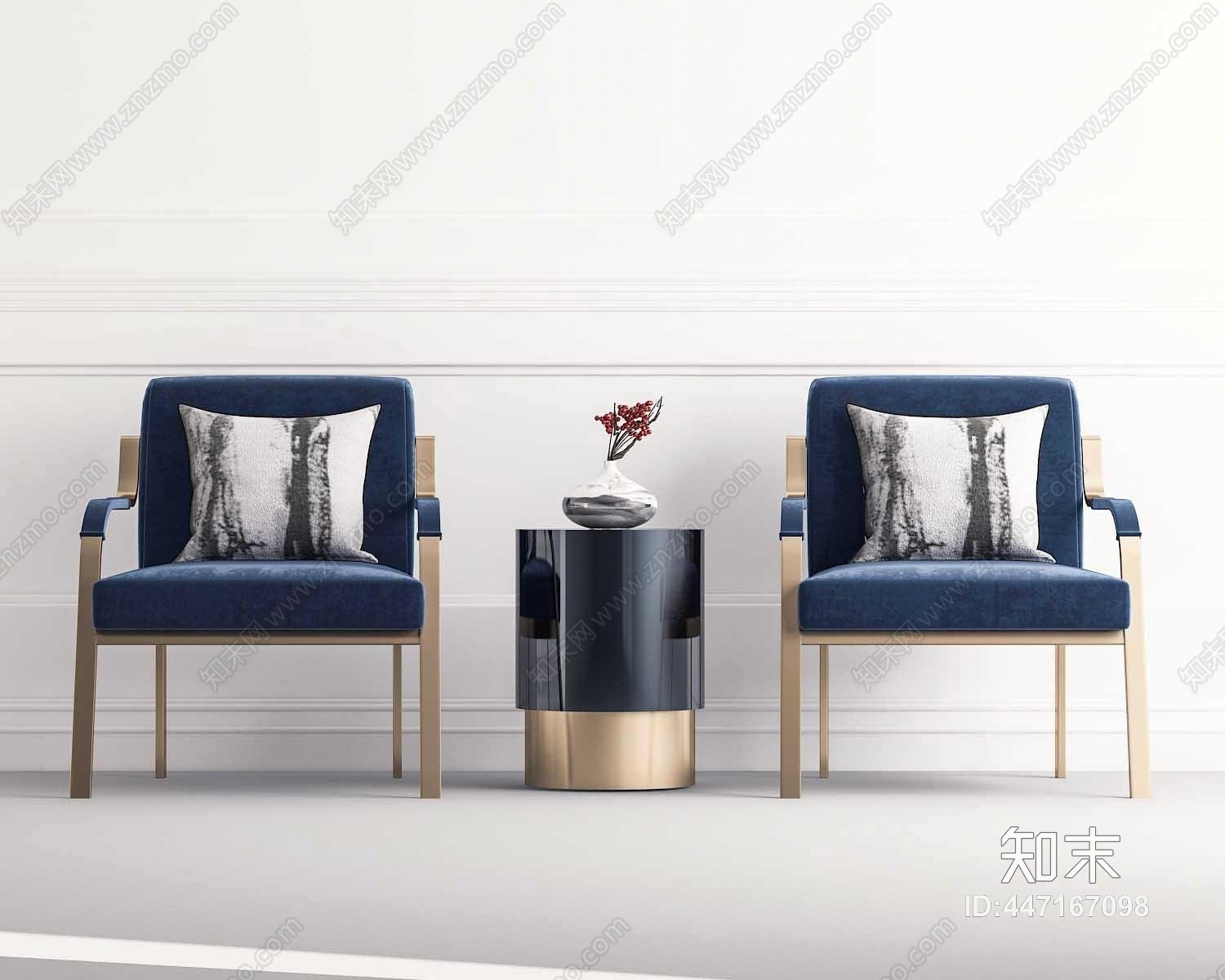 现代椅子落地灯茶几边几组合3D模型下载【ID:447167098】