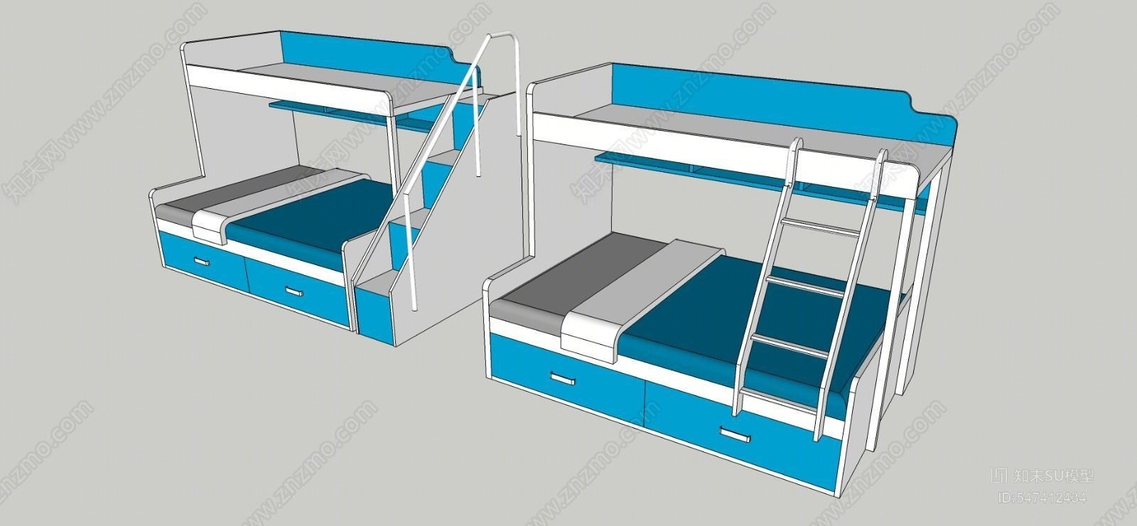 现代双层床SU模型下载【ID:547412434】