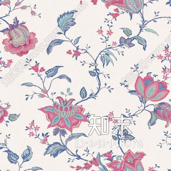 田园地中海欧式碎花墙纸贴图下载【ID:949140078】