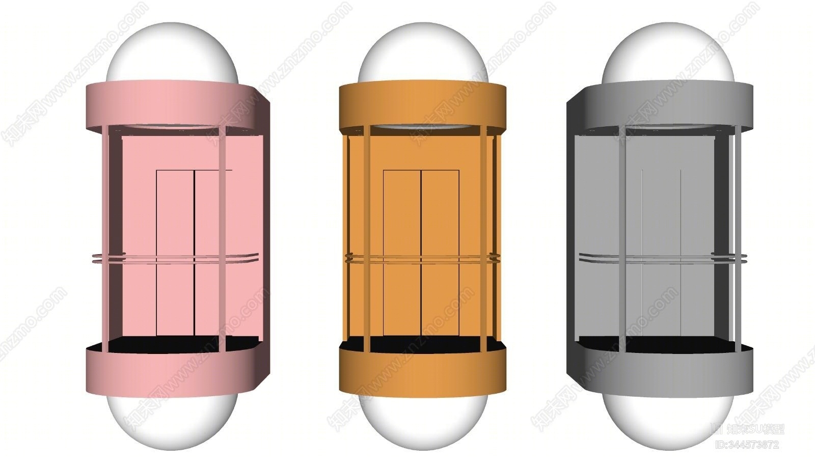 现代观光电梯轿厢SU模型下载【ID:344573872】