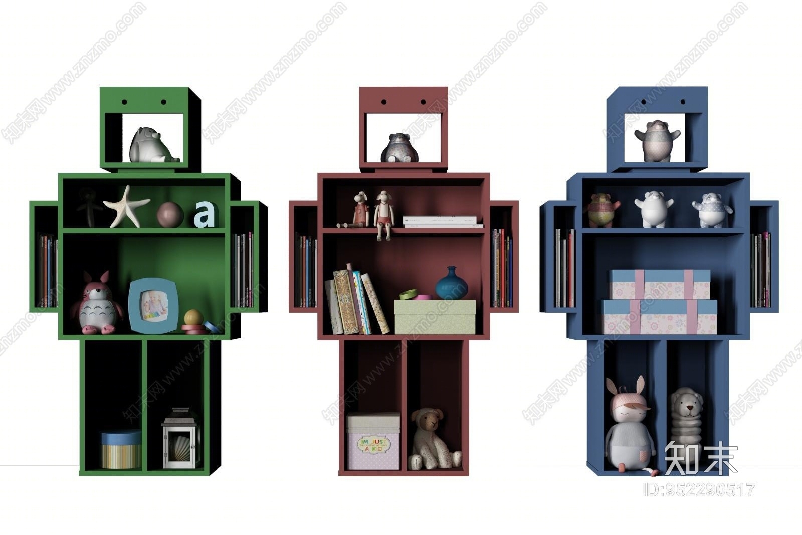 现代儿童房创意书柜3D模型下载【ID:952290517】