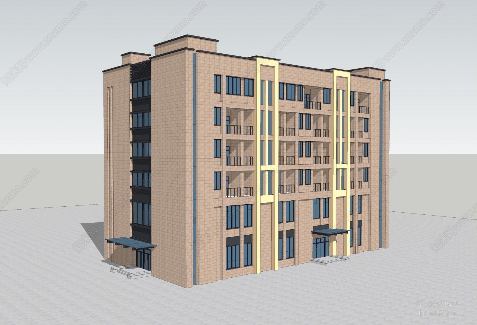 现代员工宿舍SU模型下载【ID:344241414】