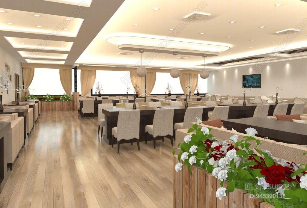 现代餐厅SU模型下载【ID:945390138】