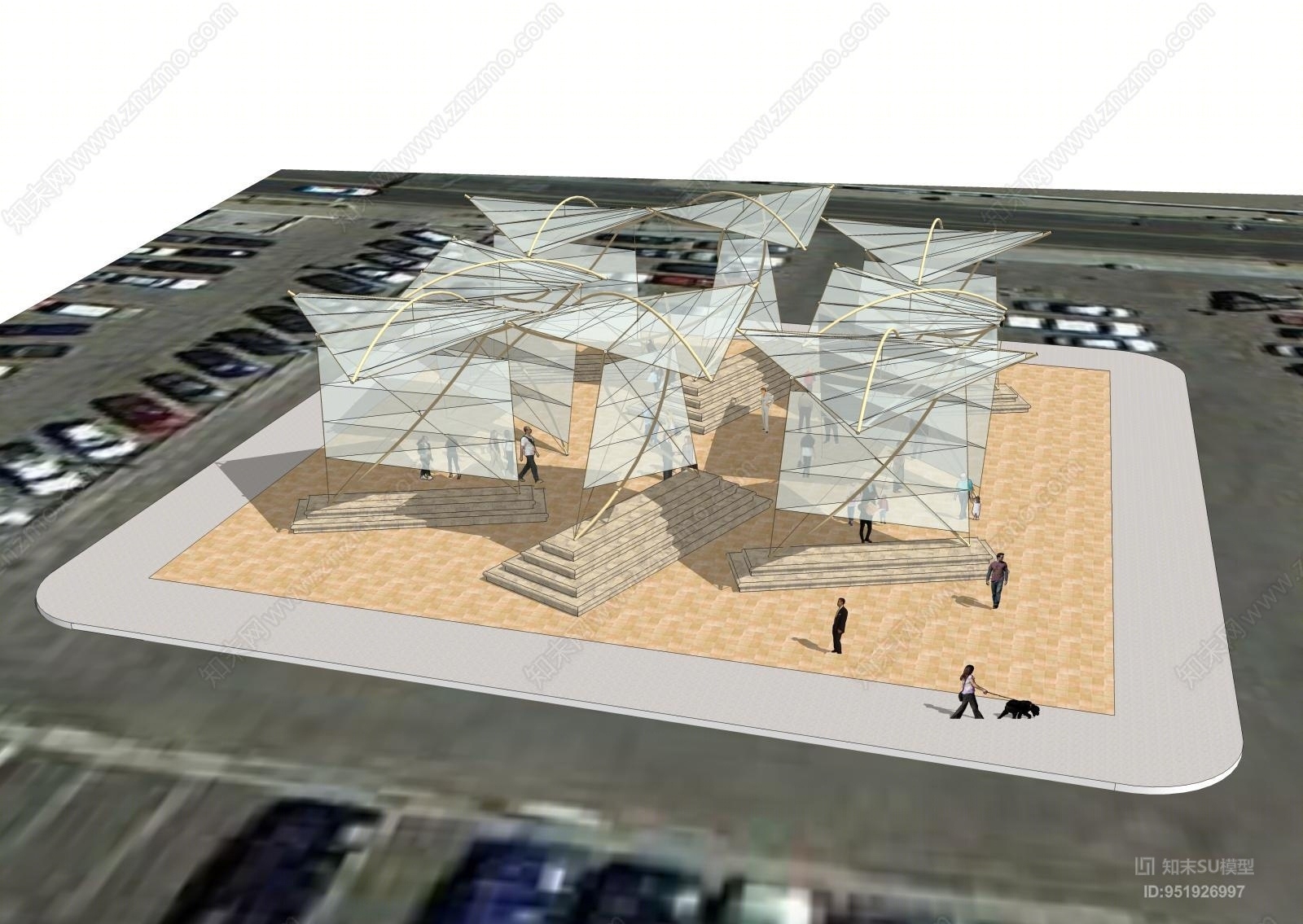 现代风格遮阳棚SU模型下载【ID:951926997】