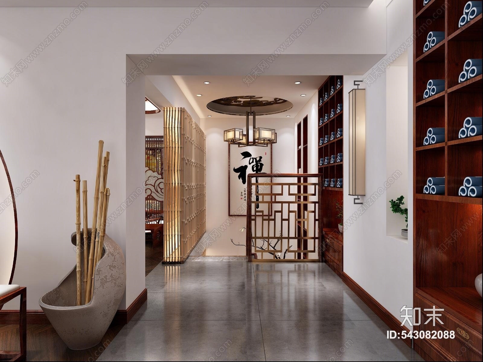 新中式禅意活动中心3D模型下载【ID:543082088】
