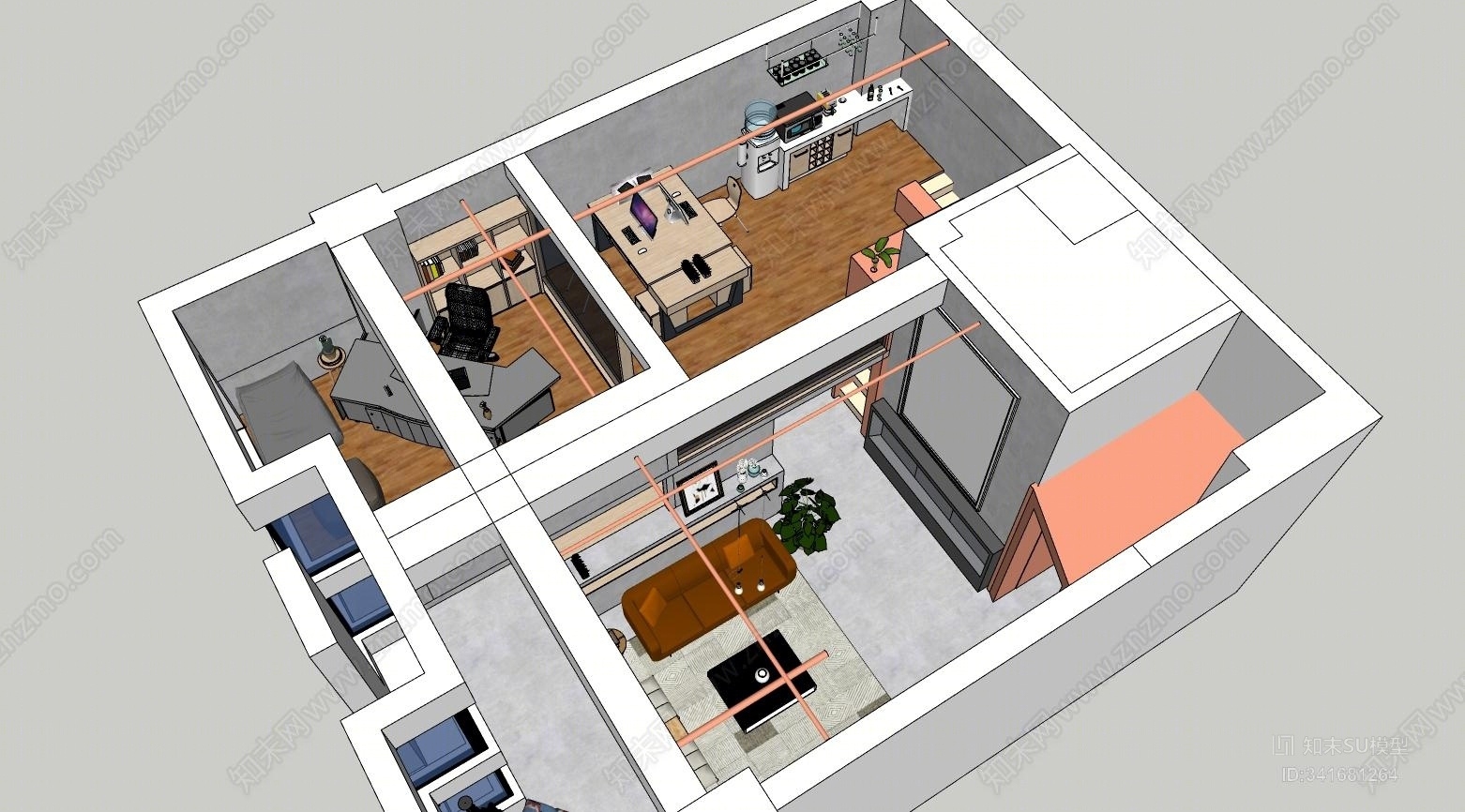 loft办公室SU模型下载【ID:341681264】