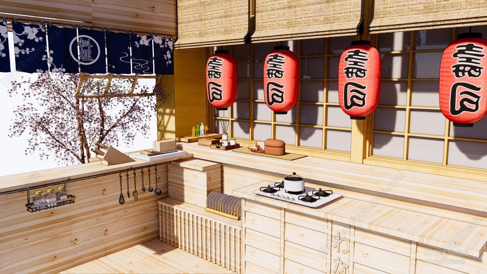 日式风格日式餐厅SU模型下载【ID:850258689】