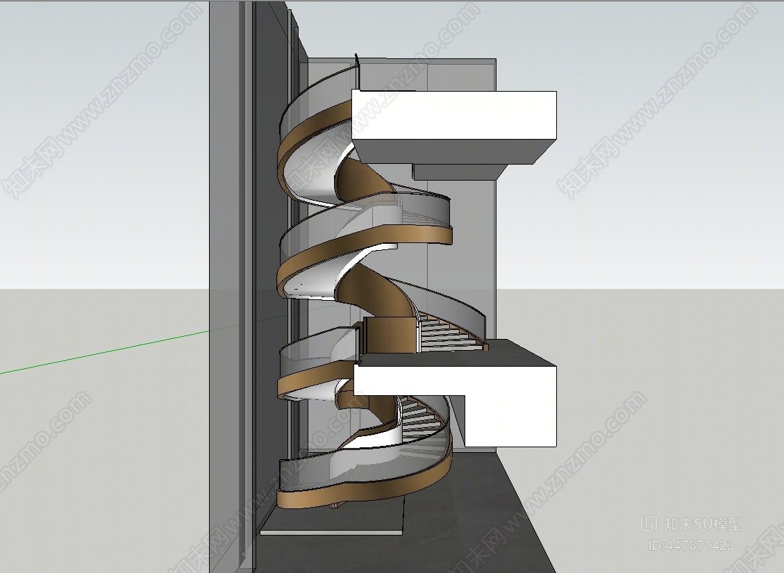 异形旋转楼梯间SU模型下载【ID:447871423】