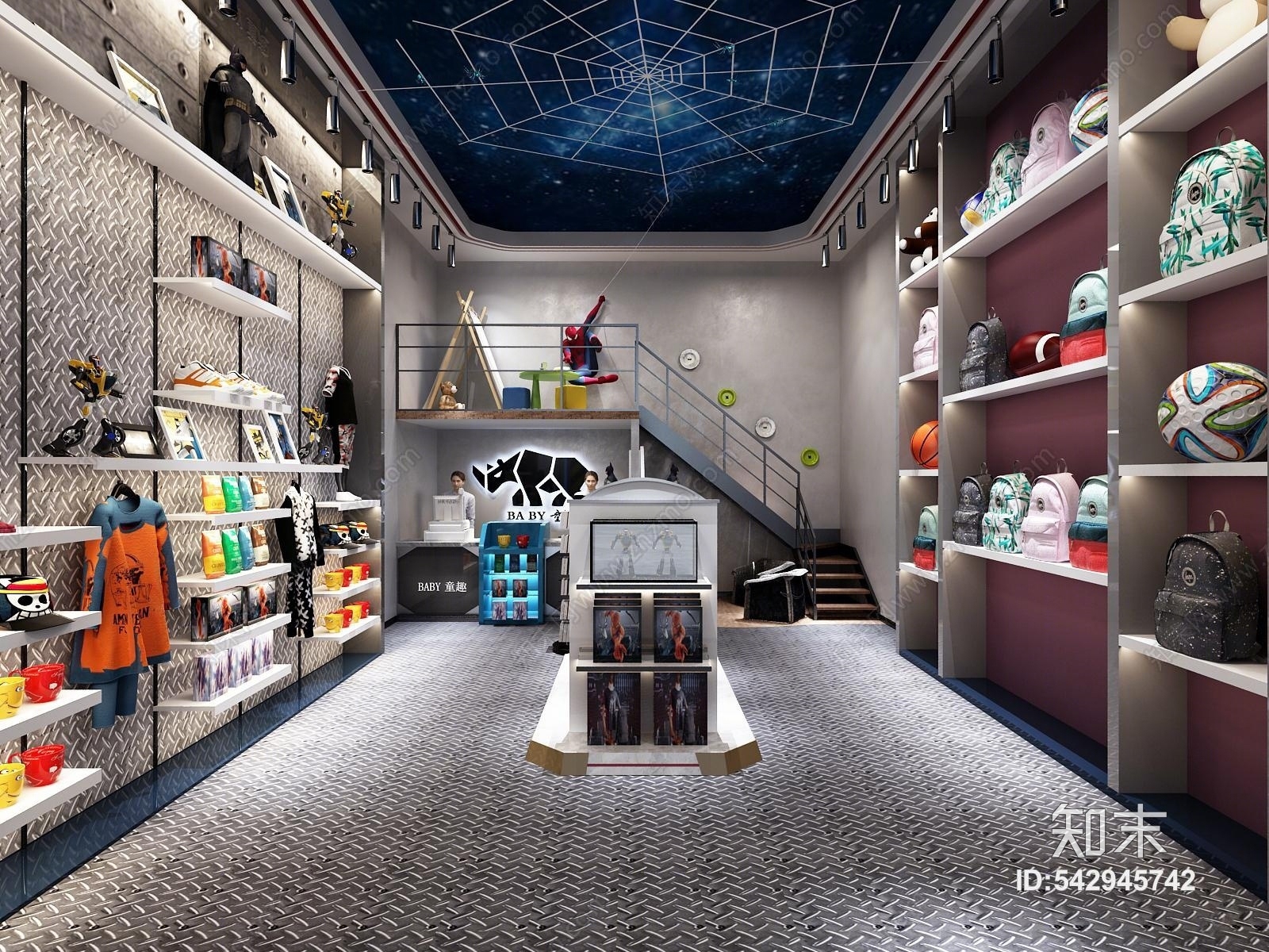 工业风玩具礼品店3D模型下载【ID:542945742】