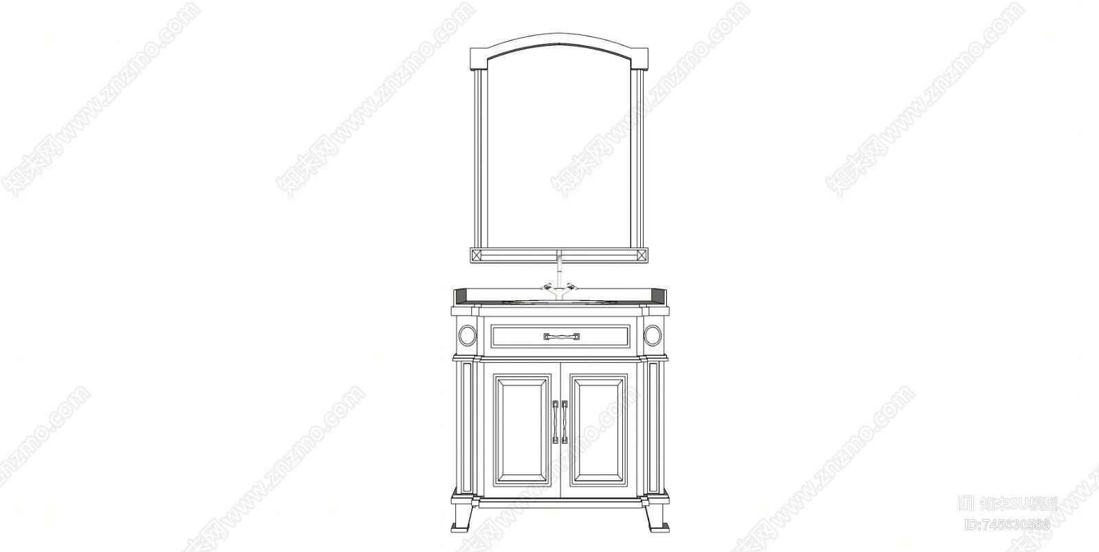 欧式卫生间洗面盆SU模型下载【ID:745630568】