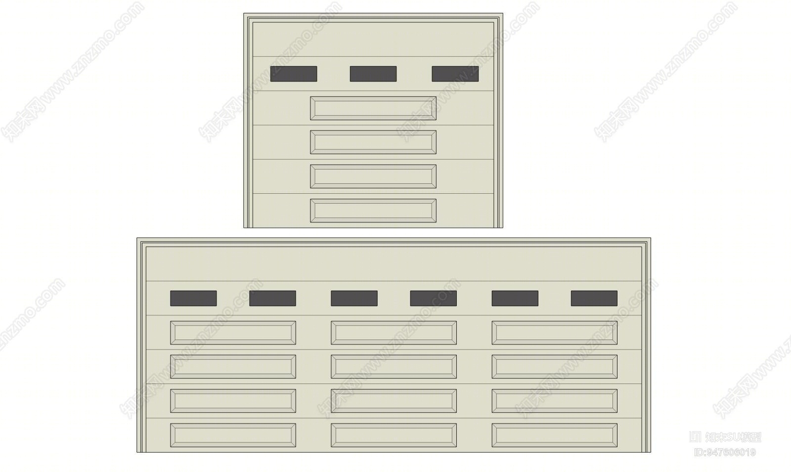 现代别墅车库大门SU模型下载【ID:947606019】
