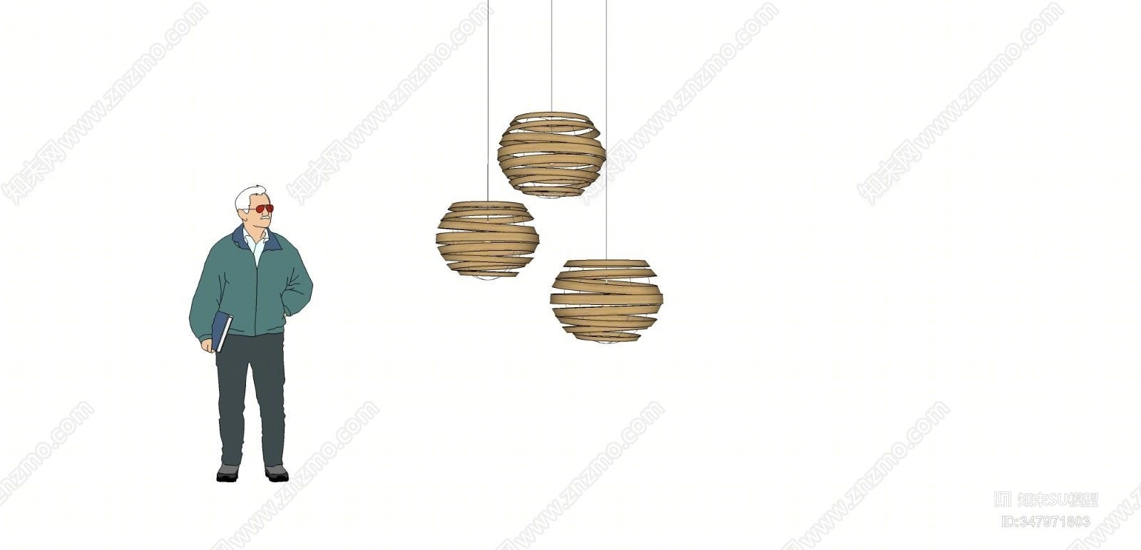 现代室内吊灯SU模型下载【ID:347971803】