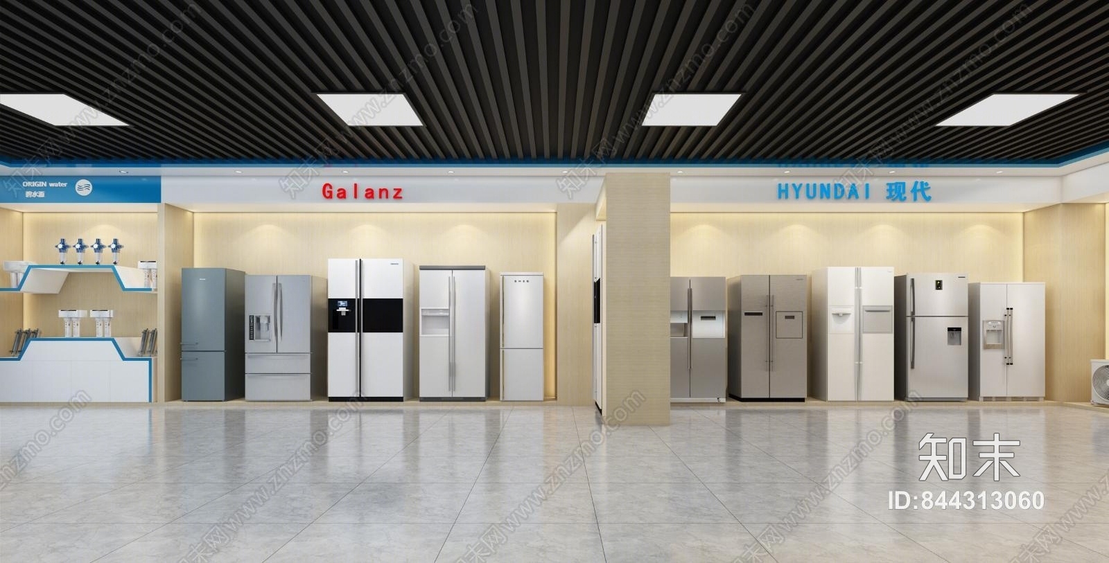 现代电器店冰箱空调净水器冰柜3D模型下载【ID:844313060】