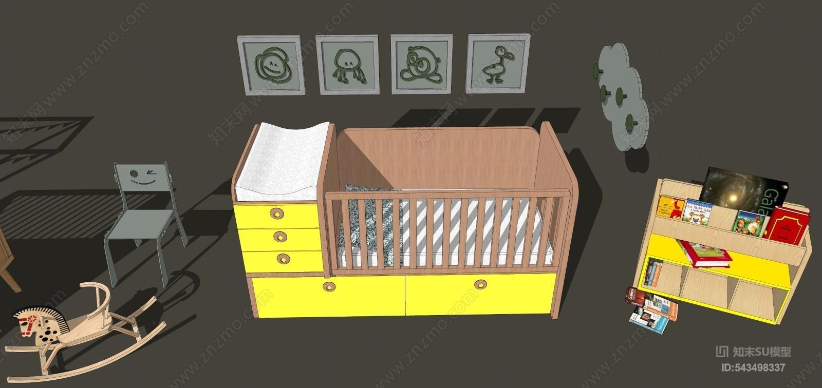 现代风格床SU模型下载【ID:543498337】
