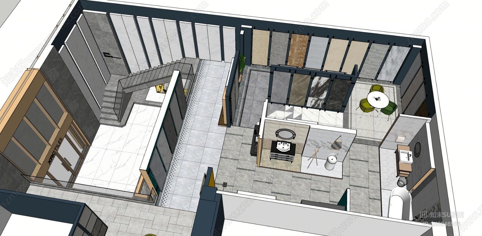 现代陶瓷展厅空间SU模型下载【ID:246846958】