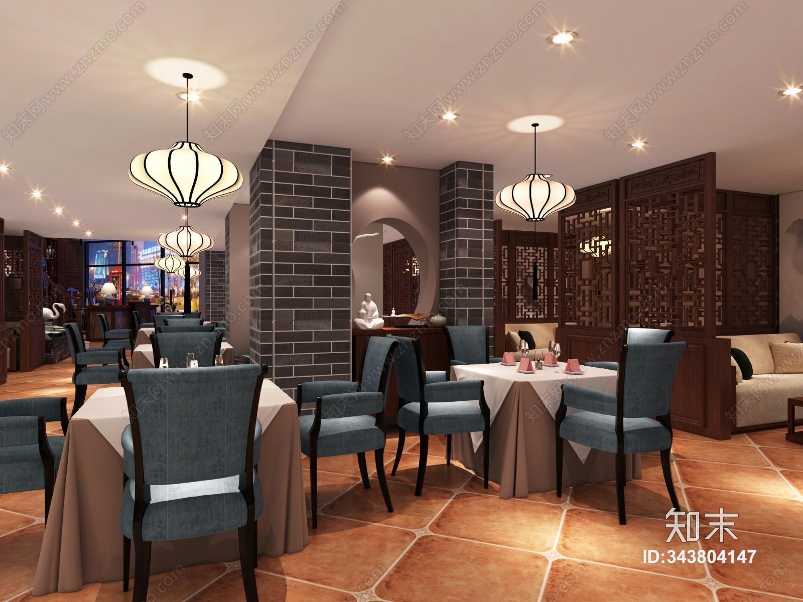 中式茶楼3D模型下载【ID:343804147】