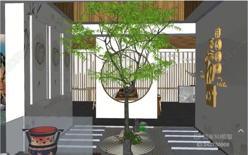 中式风格展厅SU模型下载【ID:242750908】