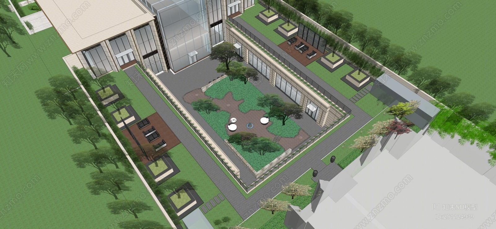 现代景观示范区SU模型下载【ID:251124939】