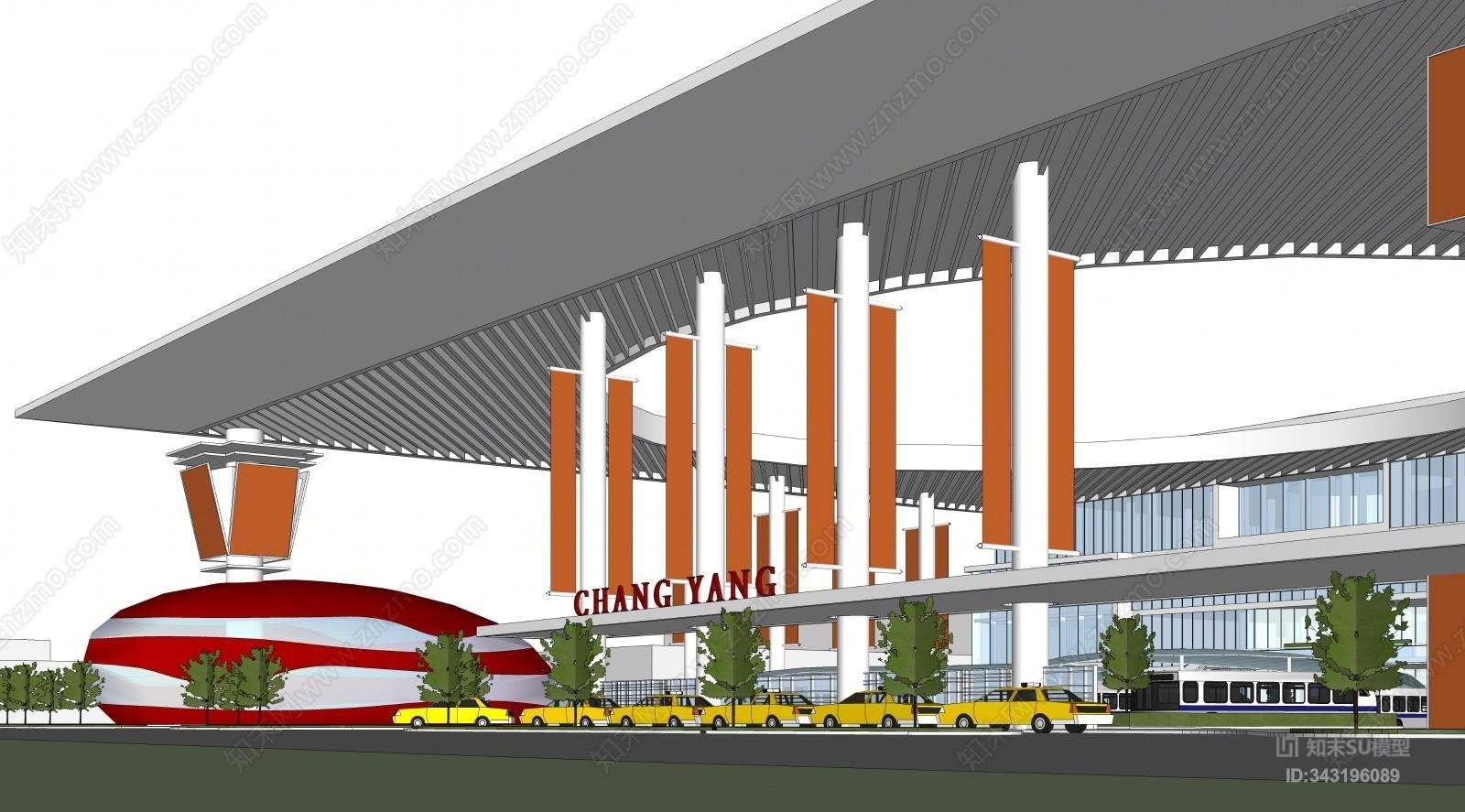 公现代建轻轨综合体规划SU模型下载【ID:343196089】