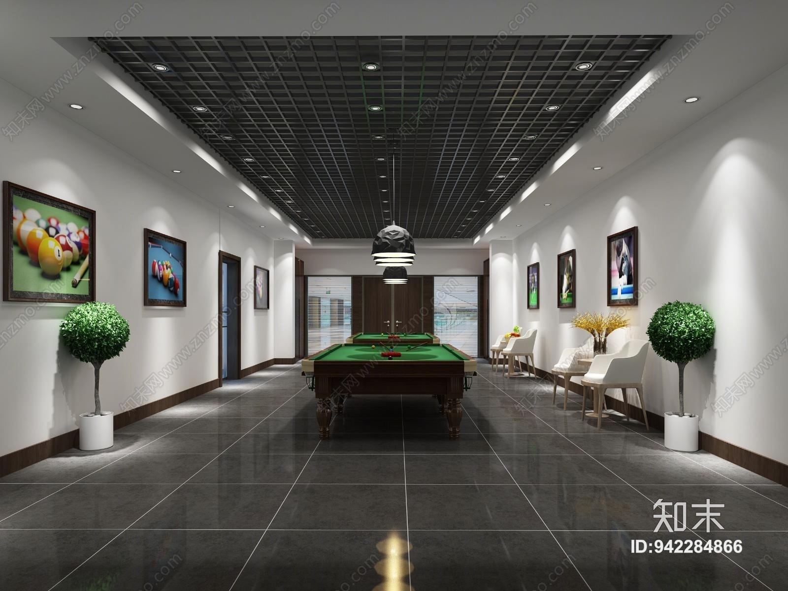 现代风格台球室3D模型下载【ID:942284866】