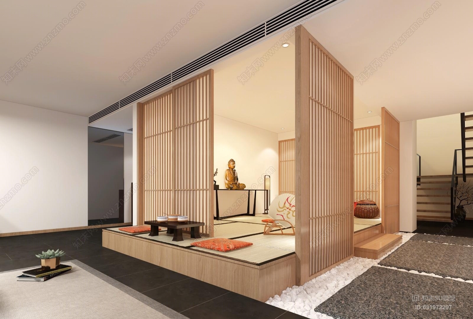 日式禅房SU模型下载【ID:631972207】