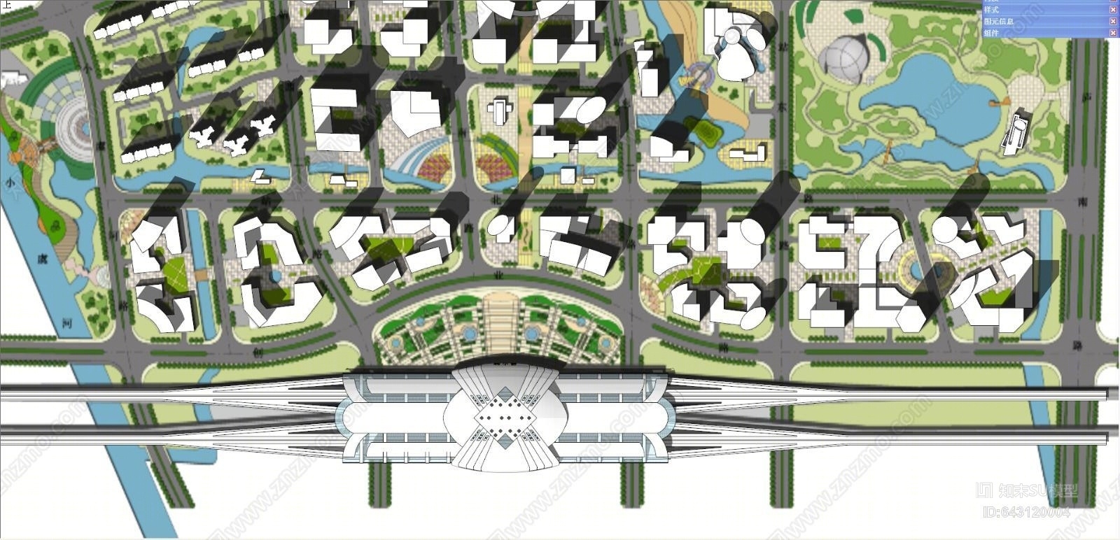 现代火车站建筑SU模型下载【ID:643120004】