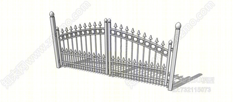 欧式别墅庭院铁艺大门SU模型下载【ID:732115073】