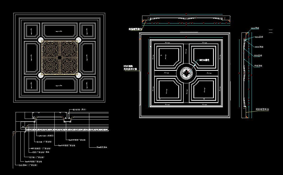 整木吊顶CAD图配剖面施工图下载【ID:231319883】