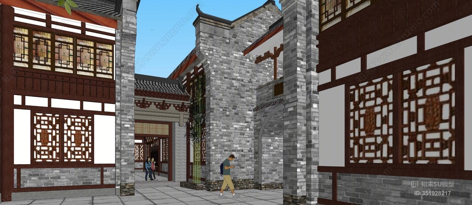 中式风格简模规划SU模型下载【ID:351928217】