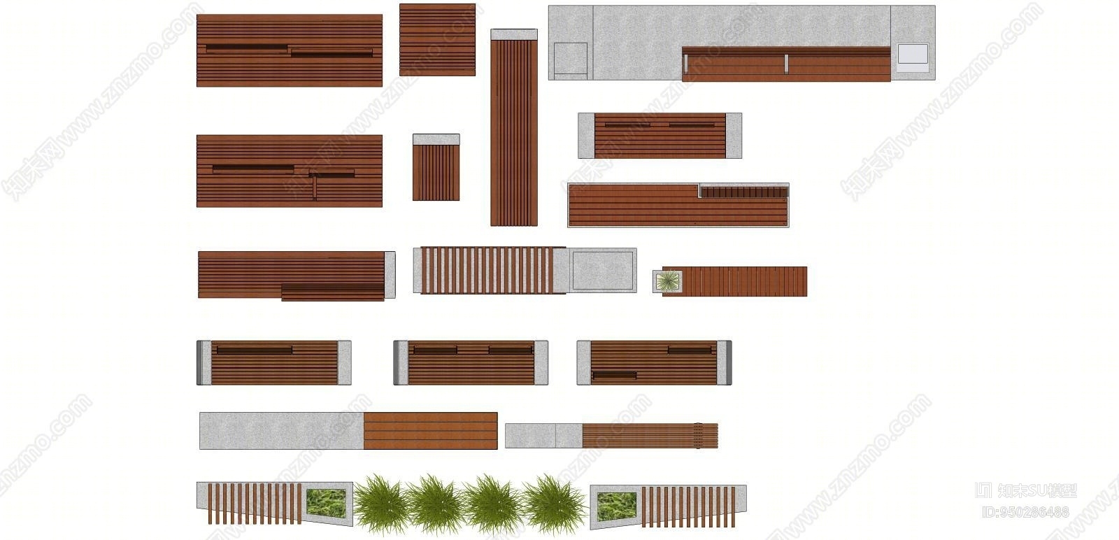 现代风格户外休闲石材SU模型下载【ID:950286488】