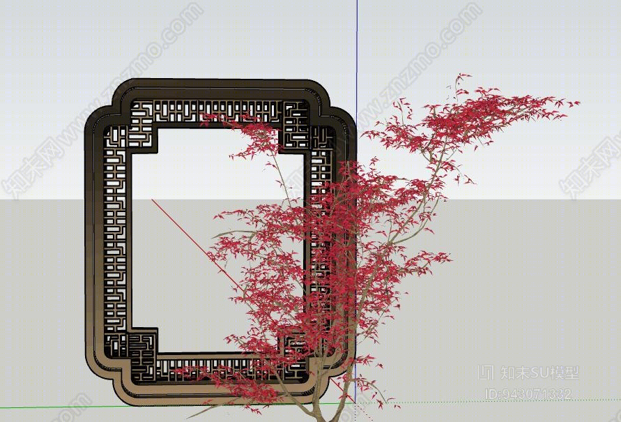 中式造型窗框SU模型下载【ID:943071332】