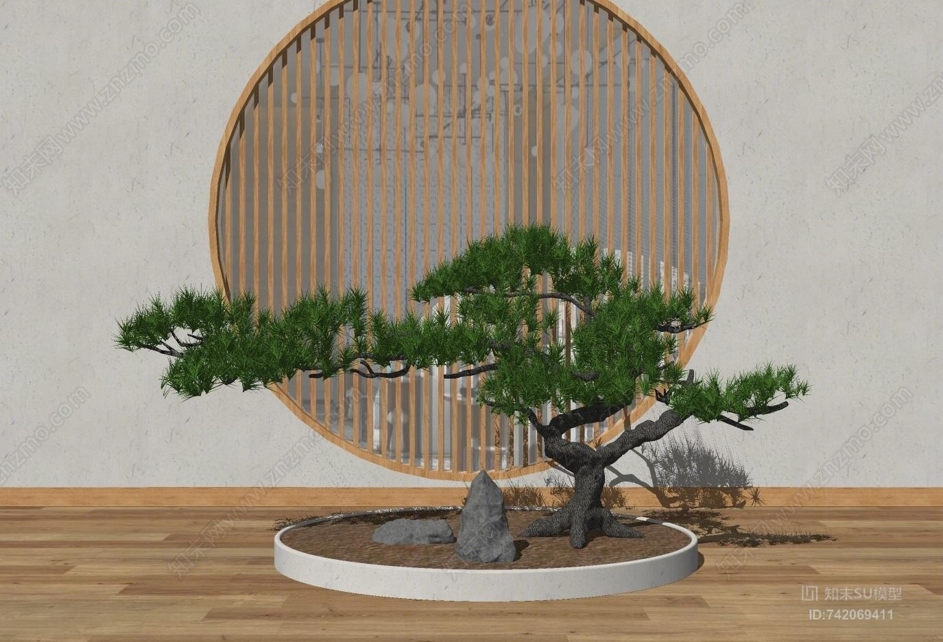 新中式松树SU模型下载【ID:742069411】