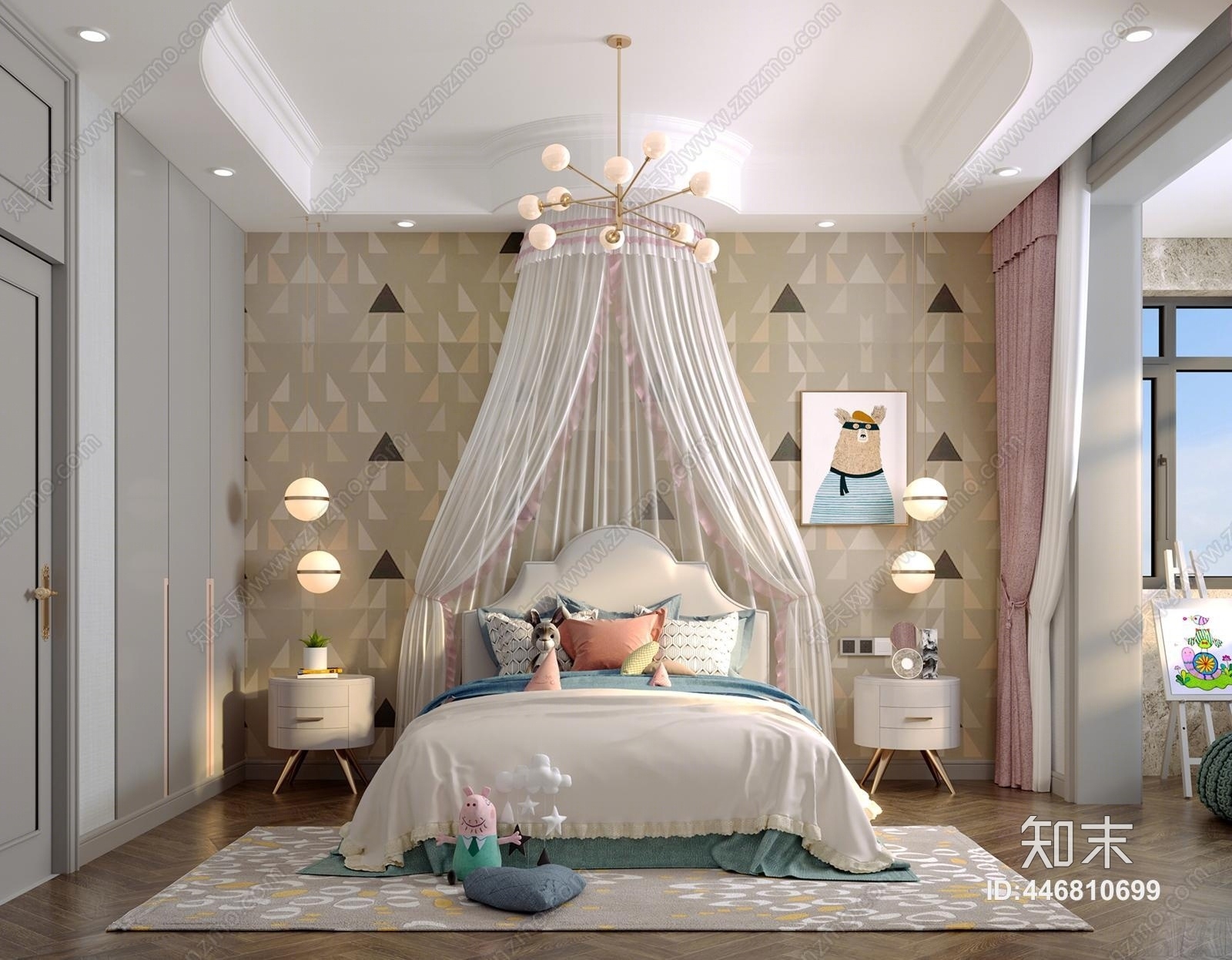 简欧公主房3D模型下载【ID:446810699】