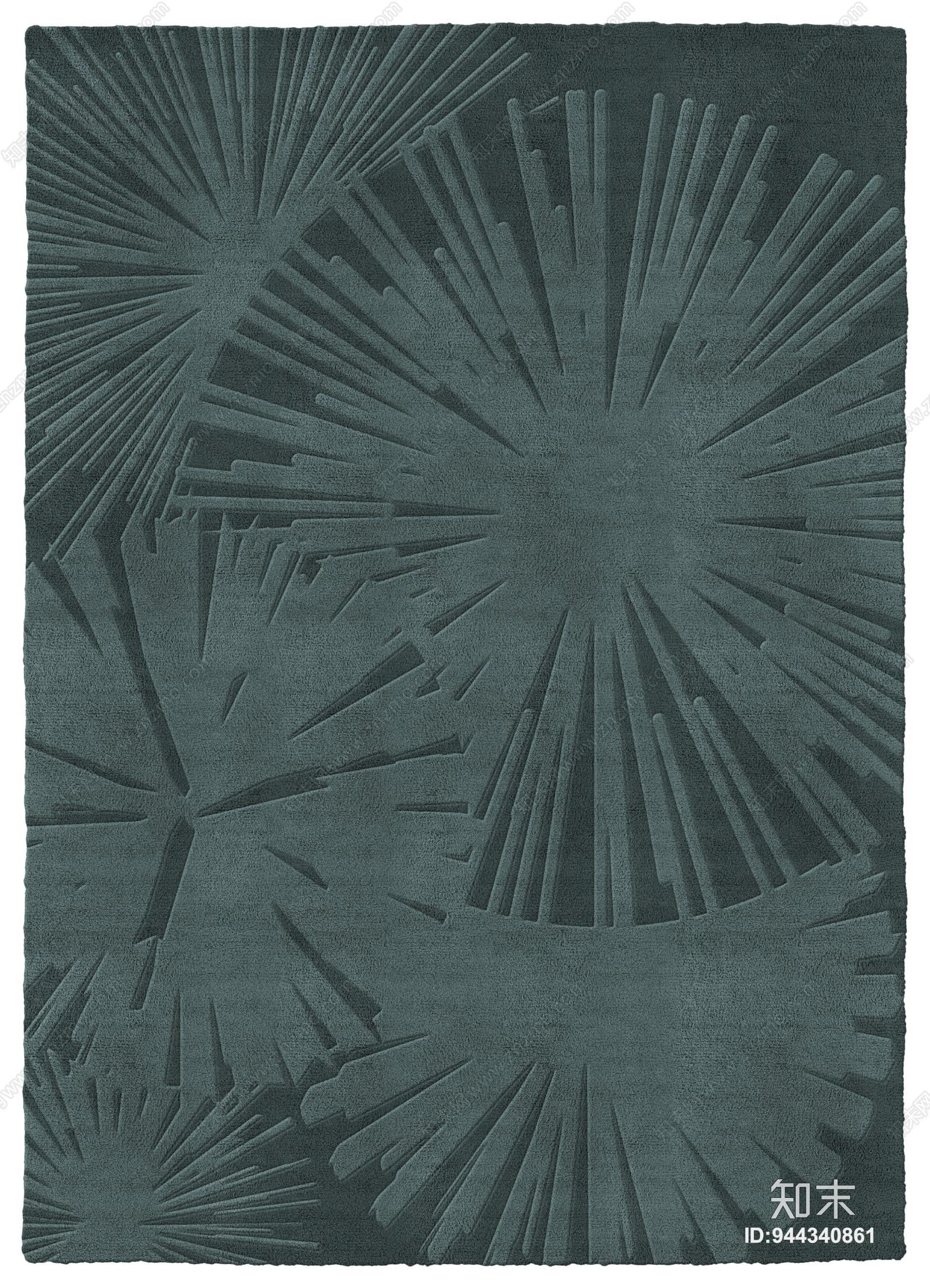 现代简约蓝色植物叶子花纹拼接地毯贴图贴图下载【ID:944340861】
