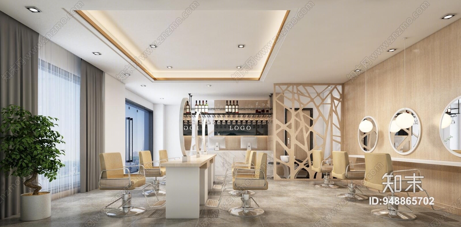 新中式理发店3D模型下载【ID:948865702】