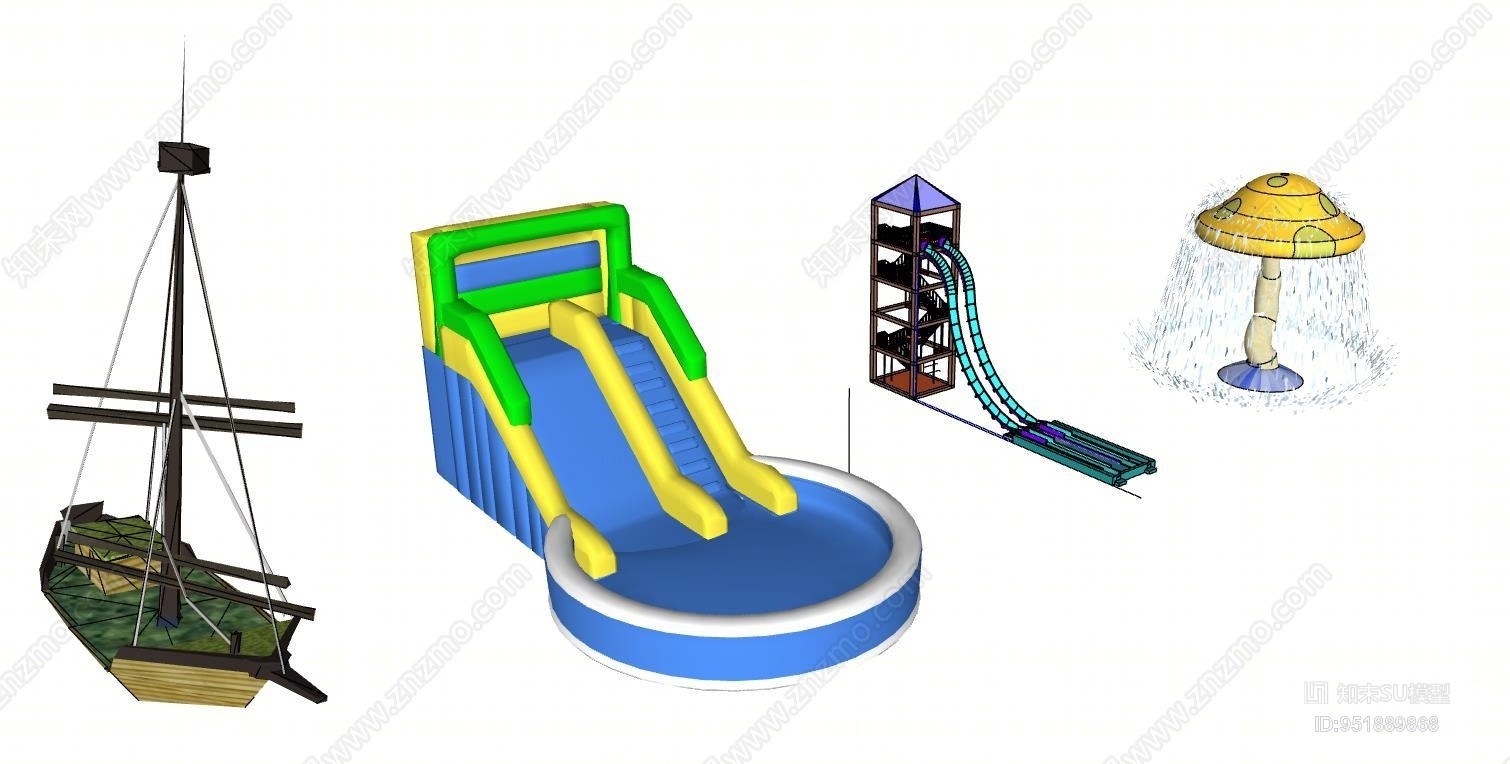 现代风格儿童玩耍水池SU模型下载【ID:951889868】