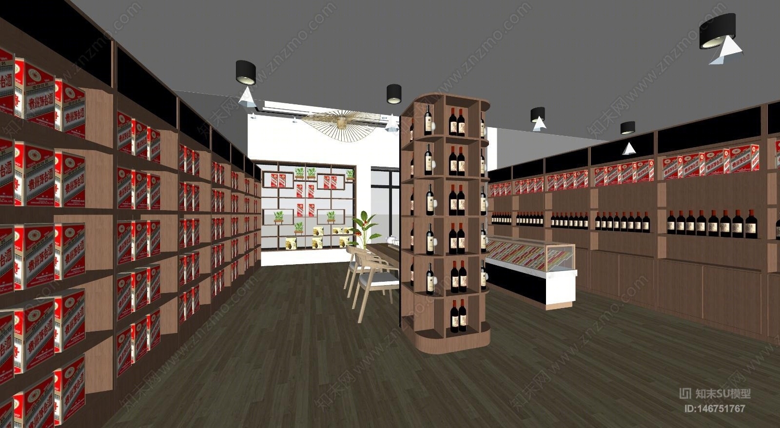 新中式风格烟酒店SU模型下载【ID:146751767】