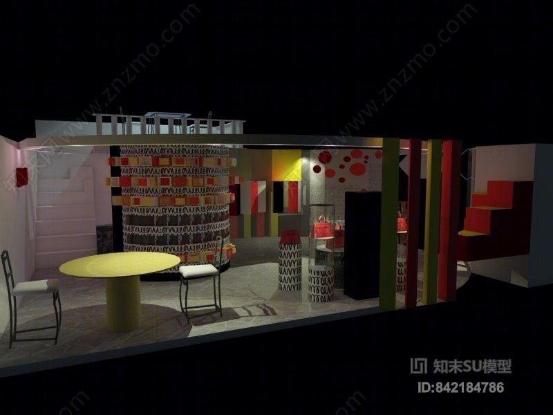 现代LV口红展示厅SU模型下载【ID:842184786】