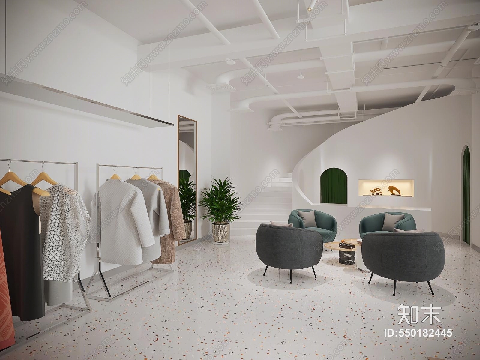 现代风格服装专卖店3D模型下载【ID:550182445】