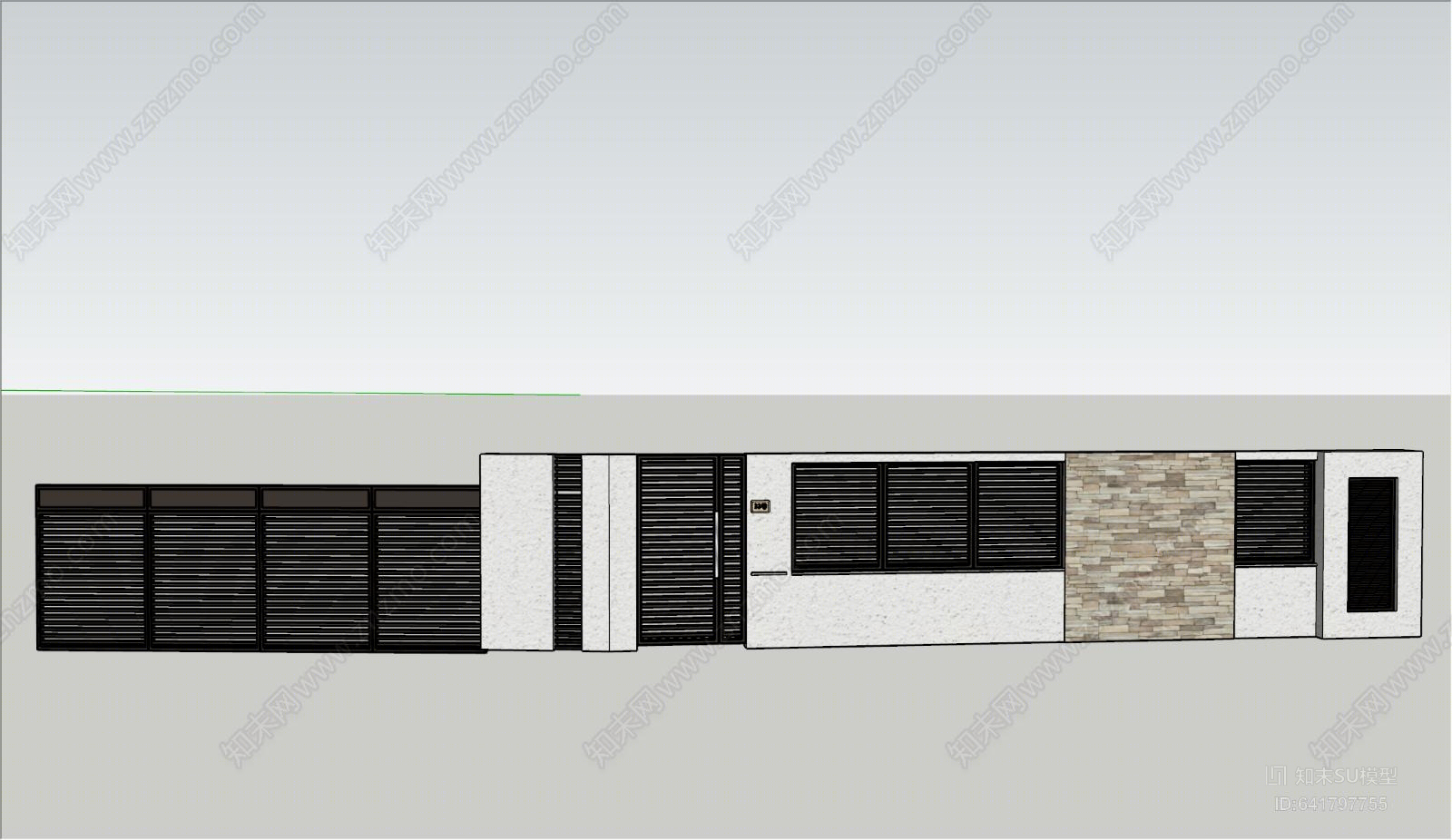 别墅铁闸门SU模型下载【ID:641797755】