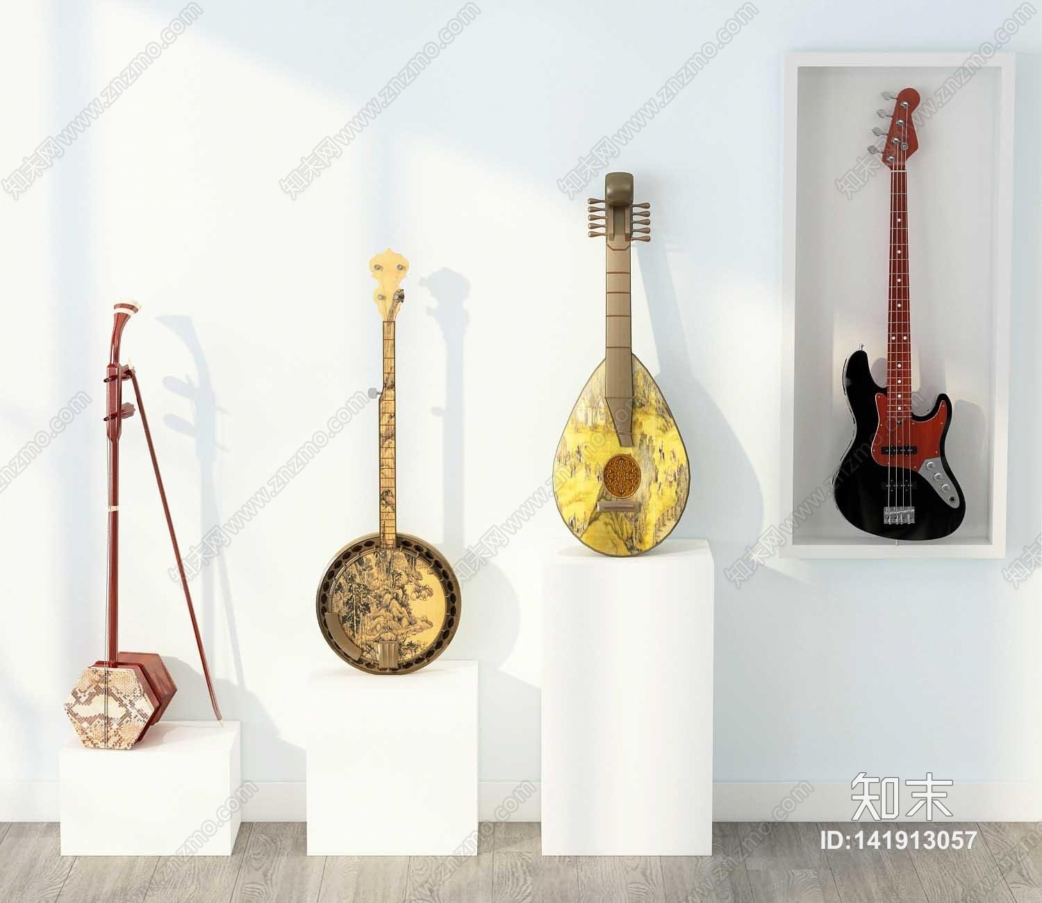 现代二胡吉他组合3D模型下载【ID:141913057】